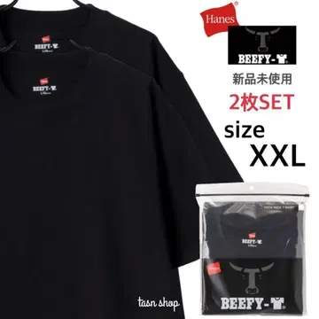 헤인즈] 미사용 새상품 비피 무지 티셔츠 남녀 공용 블랙 2장 2XL