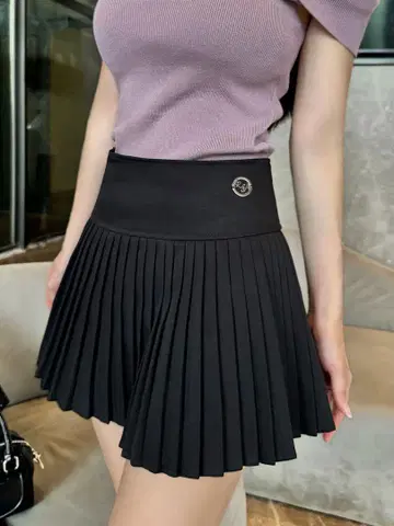 티어드 플리츠 미니 스커트 블랙
