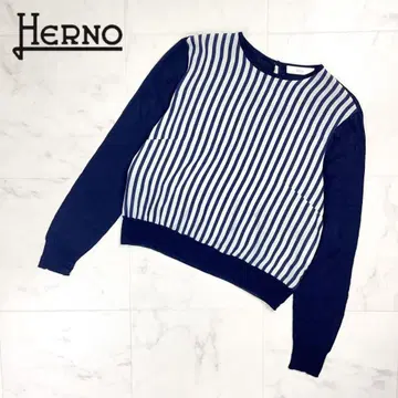 HERNO 실크 100% 도킹 니트 네이비 사이즈 42*ED174