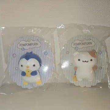 폼폼푸딩 머핀 휘핑 브로치 2개 세트 봉제 인형 배지