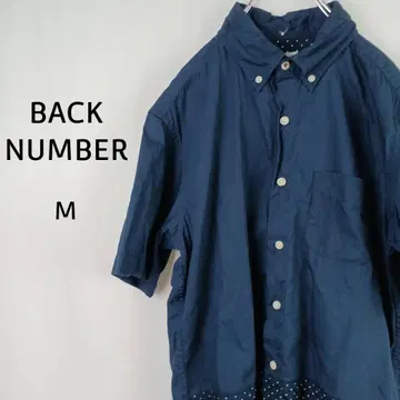 BACK NUMBER 반팔 캐주얼 셔츠 M 블루 절개 도트 무늬