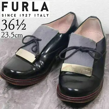 FURLA 훌라 23.5 로퍼 플레이트 금장 장식 송치 리본 블랙