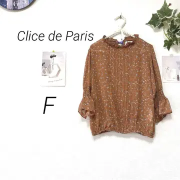 9551 Clice de Paris 꽃무늬 플리츠 블라우스 F 올 패턴
