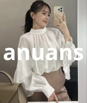 거의 미사용 anuans 긴팔 블라우스 FREE 화이트 여성용