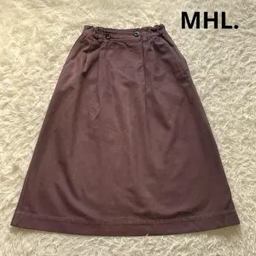 MHL 코튼 트윌 턱 롱 스커트 허리밴딩 사이즈 1 브라운