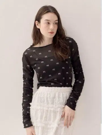 muguet bijou sheer gather tops 시어 이너