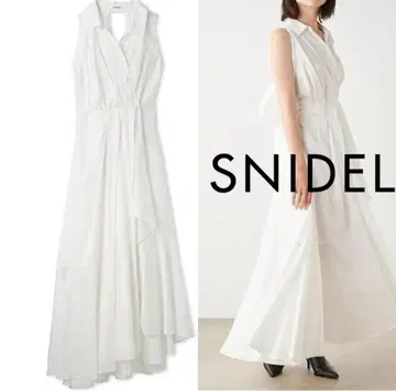 SNIDEL 슬리브리스 이헴 셔츠 원피스