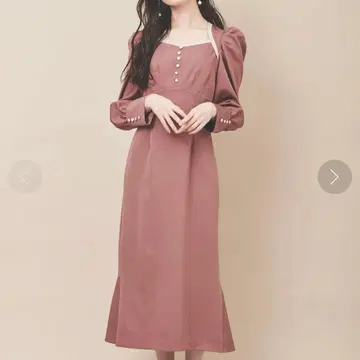 배색 파이핑 원피스 핑크