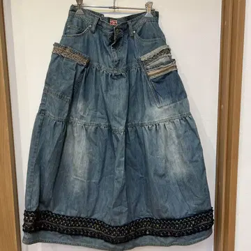 TITICACA 데님 플레어 스커트 동양인