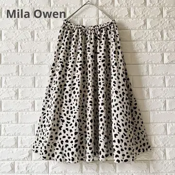 Mila Owen 미라 오웬 롱 스커트 애니멀 무늬 라이트 베이지