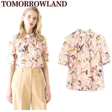 TOMORROWLAND 코튼 실크 플라워 프린트 꽃 핑크