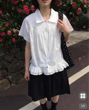 nugu 프릴 칼라 블라우스 카라 부착 셔츠 모리걸 위시 코어