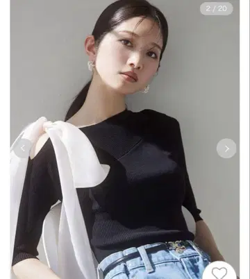 SNIDEL 숄더 리본 아지메 니트 풀오버