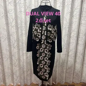 DUAL VIEW 블랙 플라워 무늬 자수 슬리브리스 드레스