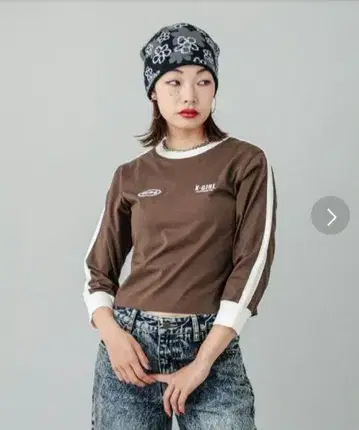 X-걸 스트라이프 소매 컴팩트 장소매 롱소매 톱
