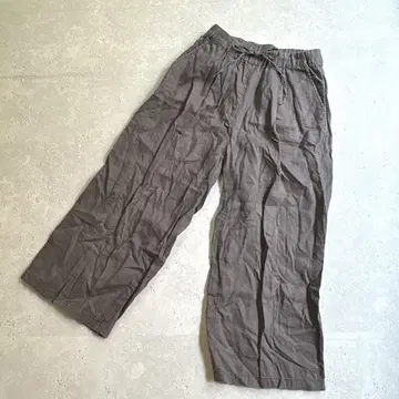 무인양품 MUJI 린넨 100% 캐주얼 팬츠 [S] 린넨 그레이 무지