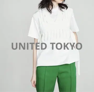 UNITED TOKYO 커팅 디자인 니트 (화이트)