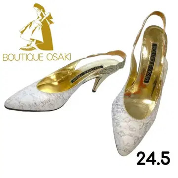 BOUTIQUE OSAKI 백 스트랩 펌프스 엠보싱 라메 글리터