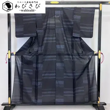여름 기모노 사츠무 비침이 있는 가스리 무늬 상사 브라운 K-3864