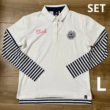 세트 [크랭크/Clunk] 언더 세트 폴로 티셔츠 화이트 네이비 보더 L