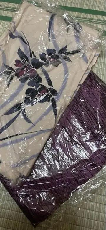 꽃무늬 유카타 오비 베이지 보라색
