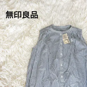 무인양품 스트라이프 슬리브리스 롱 원피스 S