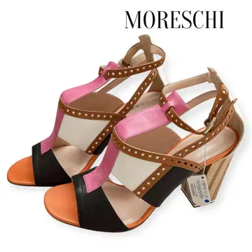 새상품 MORESCHI 컬러풀 가죽 샌들 37.5(24~24.5)