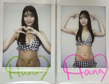 쿠라키 하나 2개 세트 친필 사인 폴라로이드 폴라로이드 하트 피스 포즈