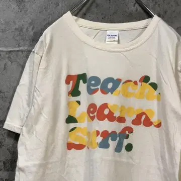 TEACH LEARN SURF 컬러풀 귀여운 미국 수입 티셔츠