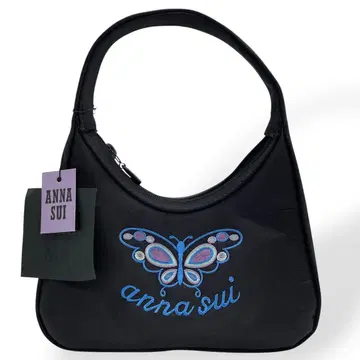 새상품급 ANNA SUI 안나수이 핸드백 로고 자수 블랙 나일론