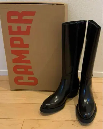 캠퍼 롱 부츠 가죽 블랙 23.5cm