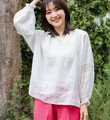 FINE 린넨 레이스 콤비 블라우스 화이트 L niko and ...