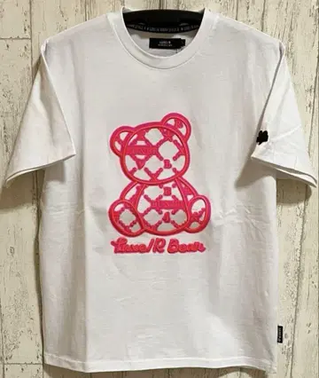 LUXE/R 형광 베어 코드 자수 반팔 티셔츠 L