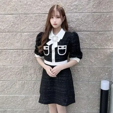 스완키스 swankiss 트위드 비쥬 원피스 OP 블랙 검정
