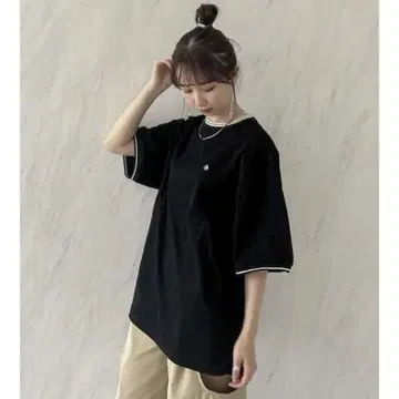 dazzlin POLO 콜라보 바이컬러 빅 티셔츠 랄프 로렌 블랙