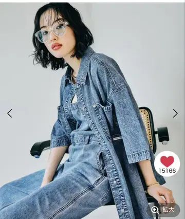 BIG 데님 5부 소매 셔츠 튜닉 새상품급