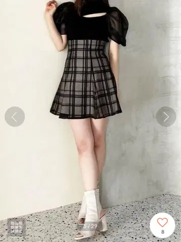 시어 체크 백 레이스업 미니 스커트 바지 머큐리 듀오