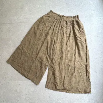 니코앤드 와이드 가우초 팬츠 [M] 베이지 루즈한 사이즈 무지 캐주얼