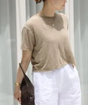 두지엠 클라세 LINEN BASE 숏 티셔츠 린넨 베이지