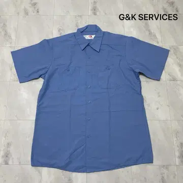 G&K SERVICES 워크 셔츠 반팔 포켓 카라 심지 빈티지