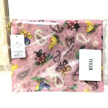 미사용 새상품!! FEILER 핑크 메쉬 파우치 L