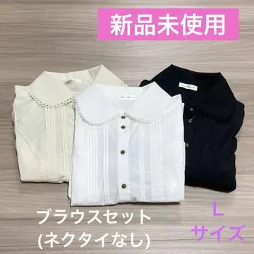 블라우스 세트/시마무라/쿠루미/시마미/중간 화이트/중간 블랙/옅은 주황