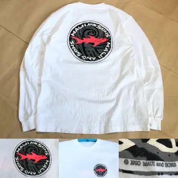 90s MAUI AND SONS 롱 T 긴팔 티셔츠 화이트 백 프린트