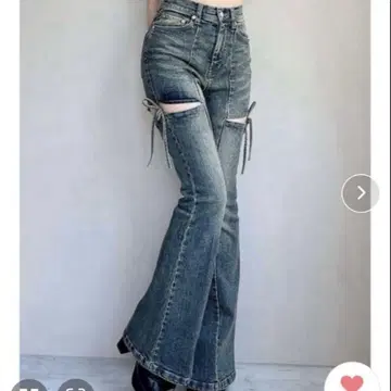 RESEXXY 컷 아웃 리본 데님 팬츠 xs