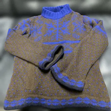 196 Sacai 브라운 블루 울 스웨터 M 사카이
