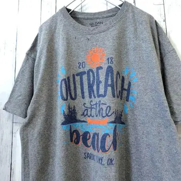길단 OUTREACH 빅 사이즈 기업 티셔츠 그레이 XL 구제 의류