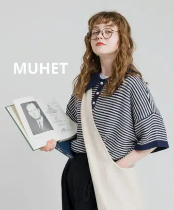 MUHET 오버 니트 피케 셔츠