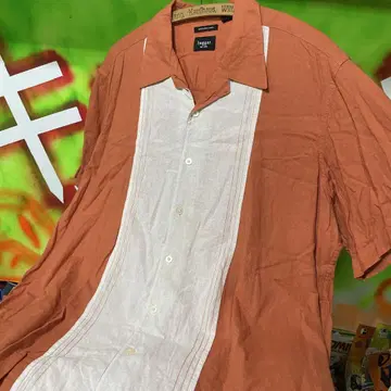 2XL 해외 구제 의류 haggar 오픈 카라 바하마 린넨 레이온 셔츠