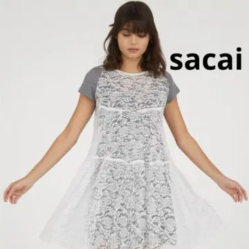 [미사용급] 사카이 sacai 앞뒤 2way 레이스 절개 플레어 원피스