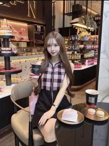 르미니옹 Candy check panel zip dress 핑크